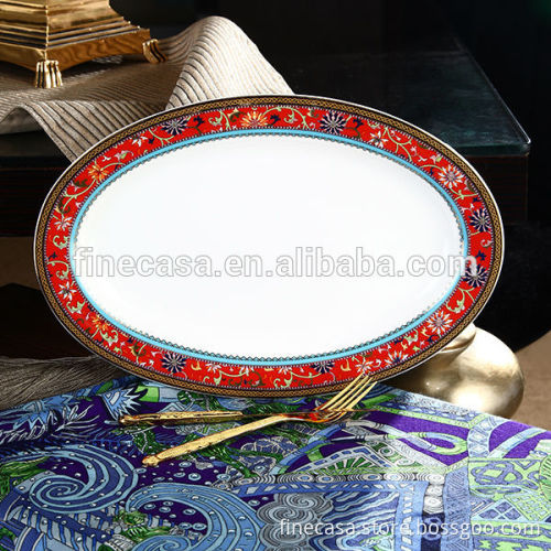 Luxury Fine Bone China 14 Inches Oval Fish Dish of Grand Banquet